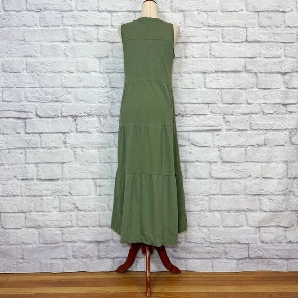 ME+EM Sage Green Jersey Cotton Tiered Dress - Picture 2 of 6